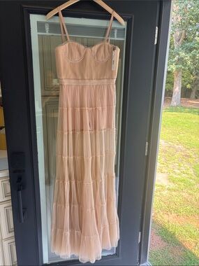Alice + Olivia Blush Pink Pleated Maxi Dress
